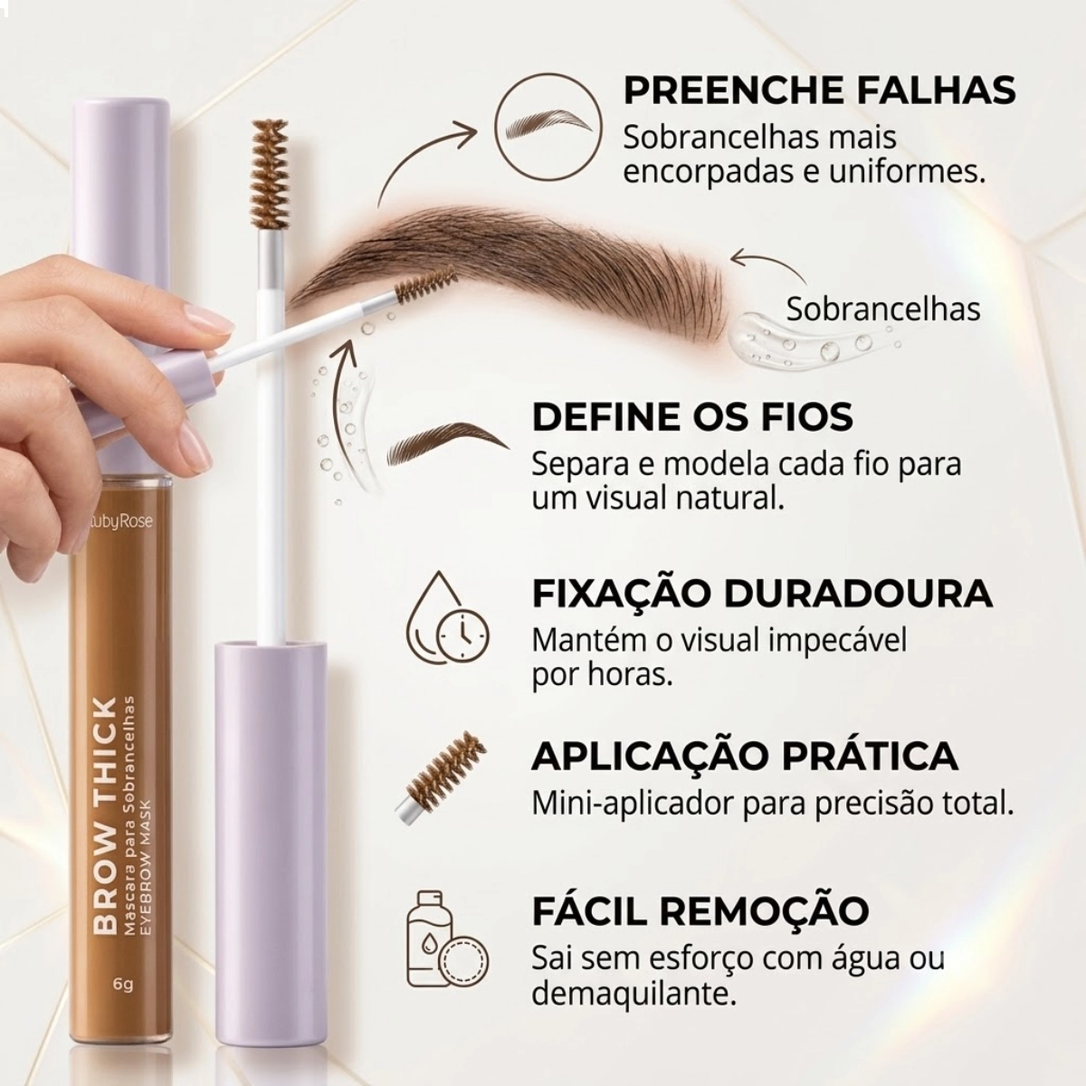 MÁSCARA DE CÍLIOS E SOBRANCELHAS THICK 01 LIGHT BROW IT UP LULUCA RUBY ROSE