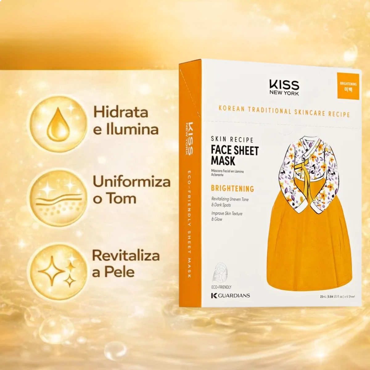 MÁSCARA FACIAL COREANA KISS NY BRIGHTENING ILUMINADORA