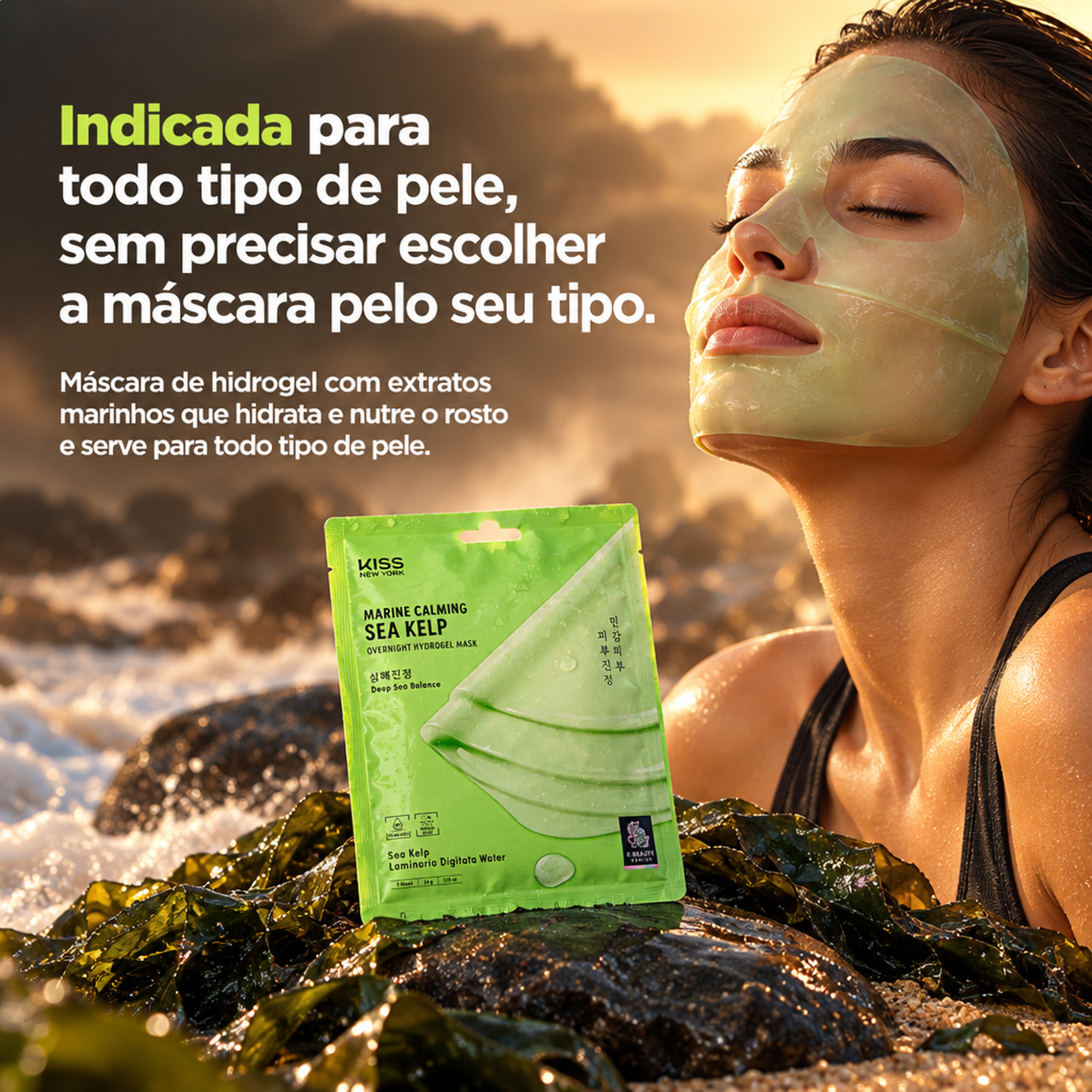 MÁSCARA FACIAL HIDROGEL KISS EXTRATOS MARINHOS 34G MÁSCARA FACIAL HIDROGEL KISS EXTRATOS MARINHOS 34G