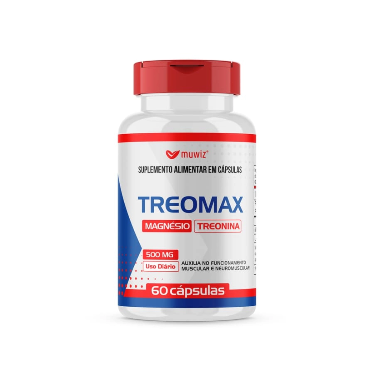 MAGNESIO TREONINA 500MG EM CAPSULAS SEM SABOR MUWIZ COM 60 CAPSULAS