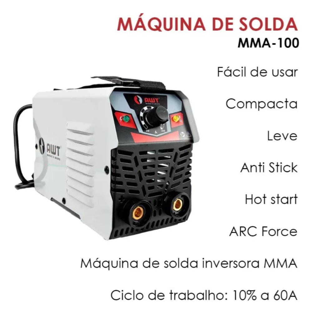 Maq. Solda Awt Invers.Mma Mma100 Economic Mono 220v