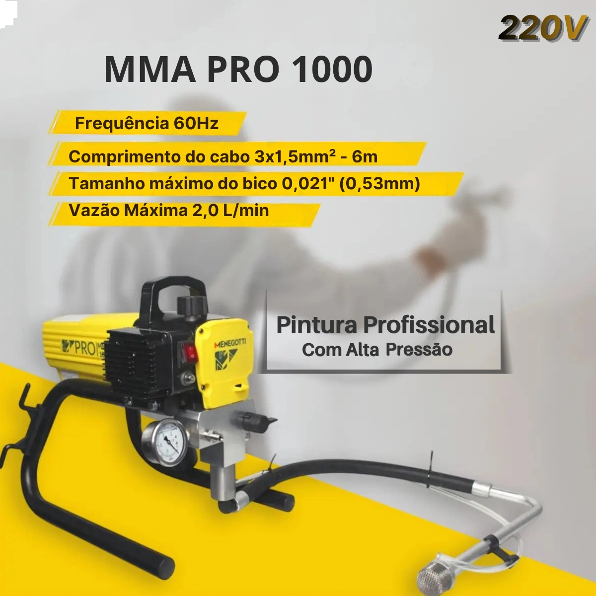MAQUINA DE PINTURA AIRLESS MMA PRO 1000W MENEGOTTI 220V 60HZ MAQUINA DE PINTURA AIRLESS MMA PRO 1000W MENEGOTTI 220V 60HZ