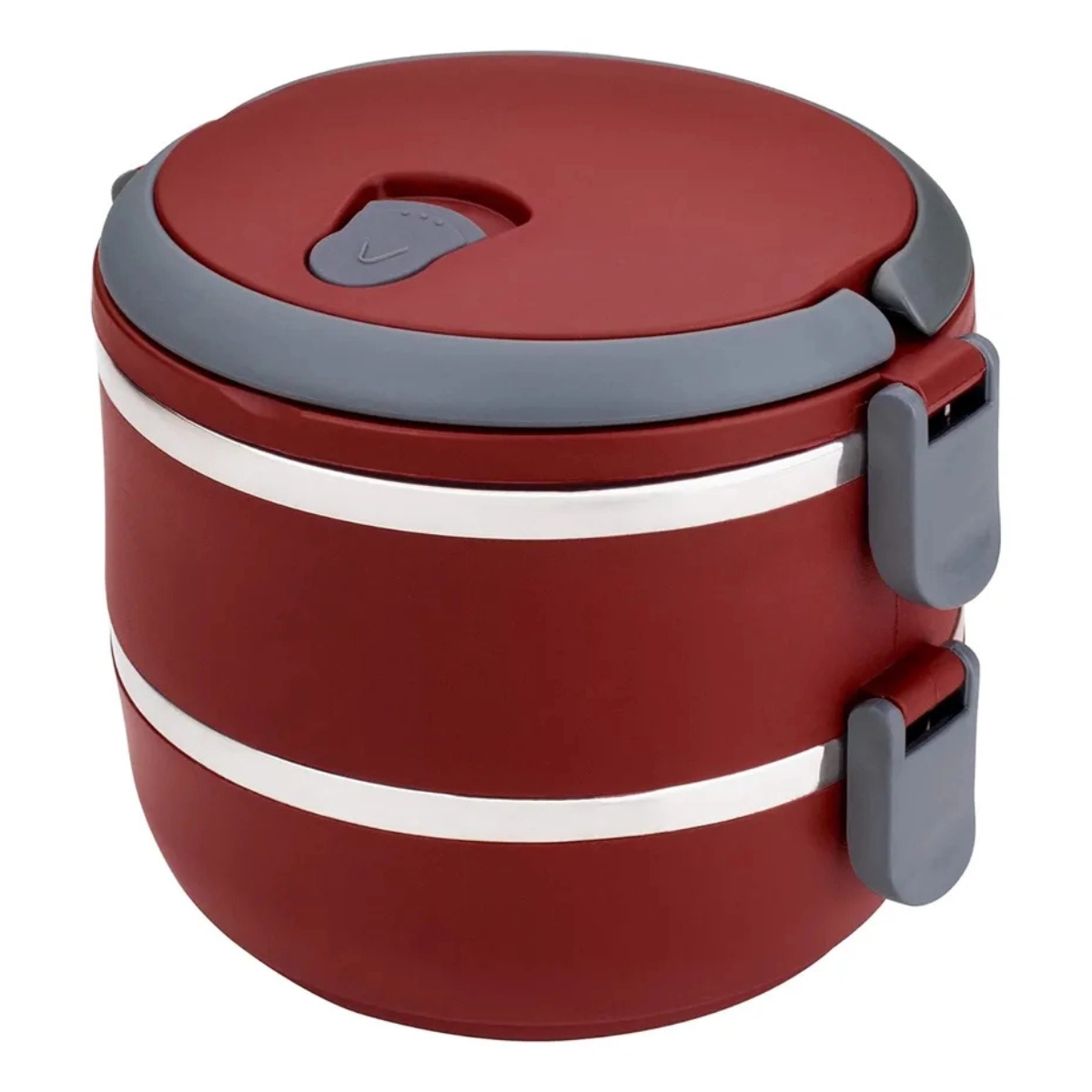 MARMITA DUPLA INOX 1,4L COM ALÇA EURO HOME VERMELHO