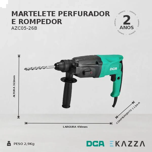 Martelete Rompedor Perfurador 1/2'' 800W AZC05-26B ? 220V