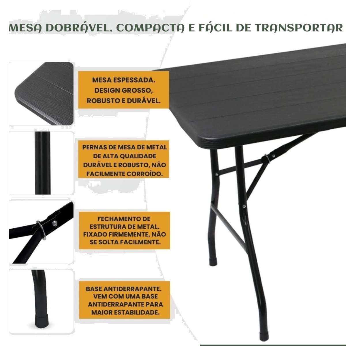 MESA DOBRÁVEL 1,20M ROBUST PORTATIL MULTIUSO CAMPING PRETA NAUTIKA MESA DOBRÁVEL 1,20M ROBUST PORTATIL MULTIUSO CAMPING PRETA NAUTIKA