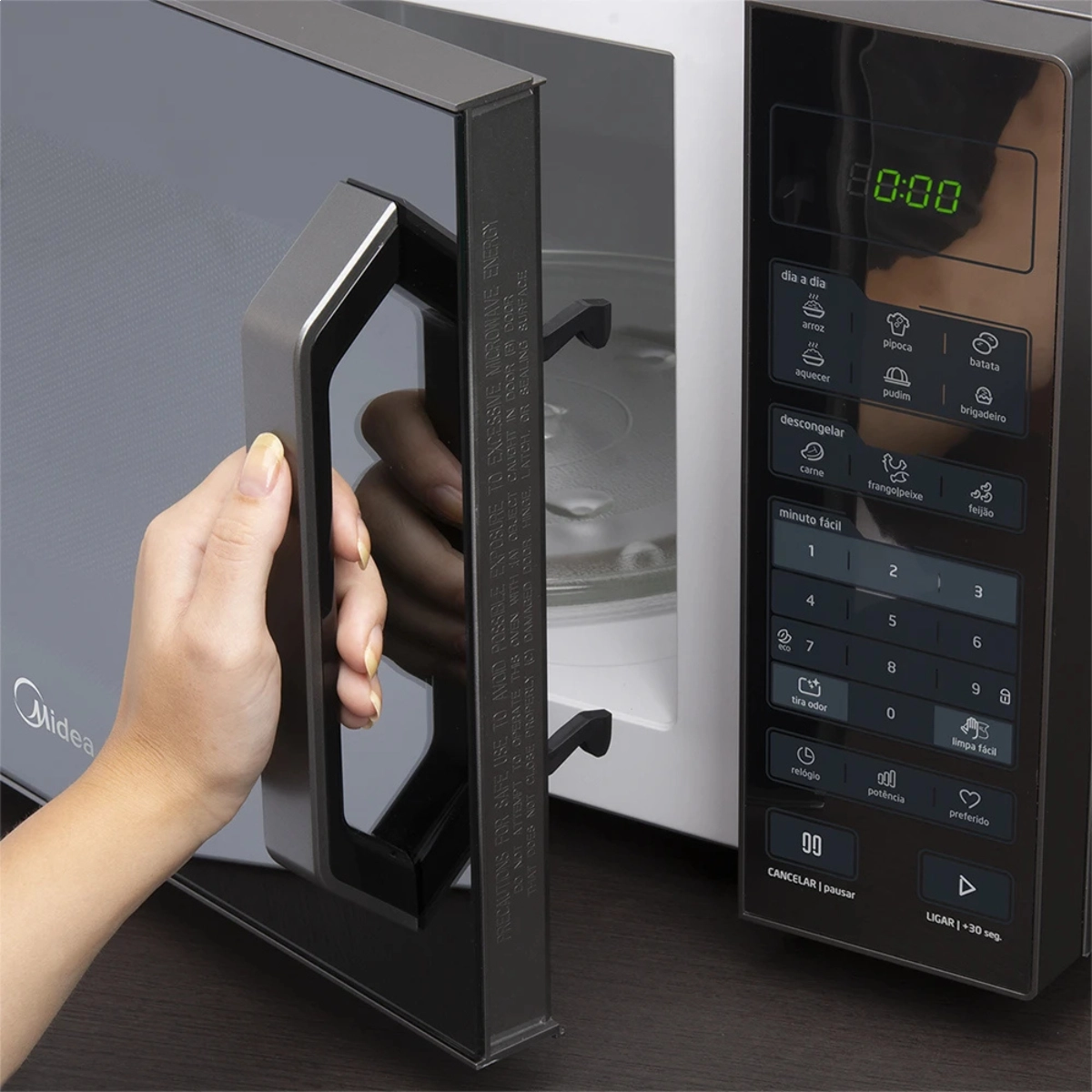 MICRO-ONDAS 35 LITROS PRATA PORTA ESPELHADA 127V SMARTPLATE MIDEA