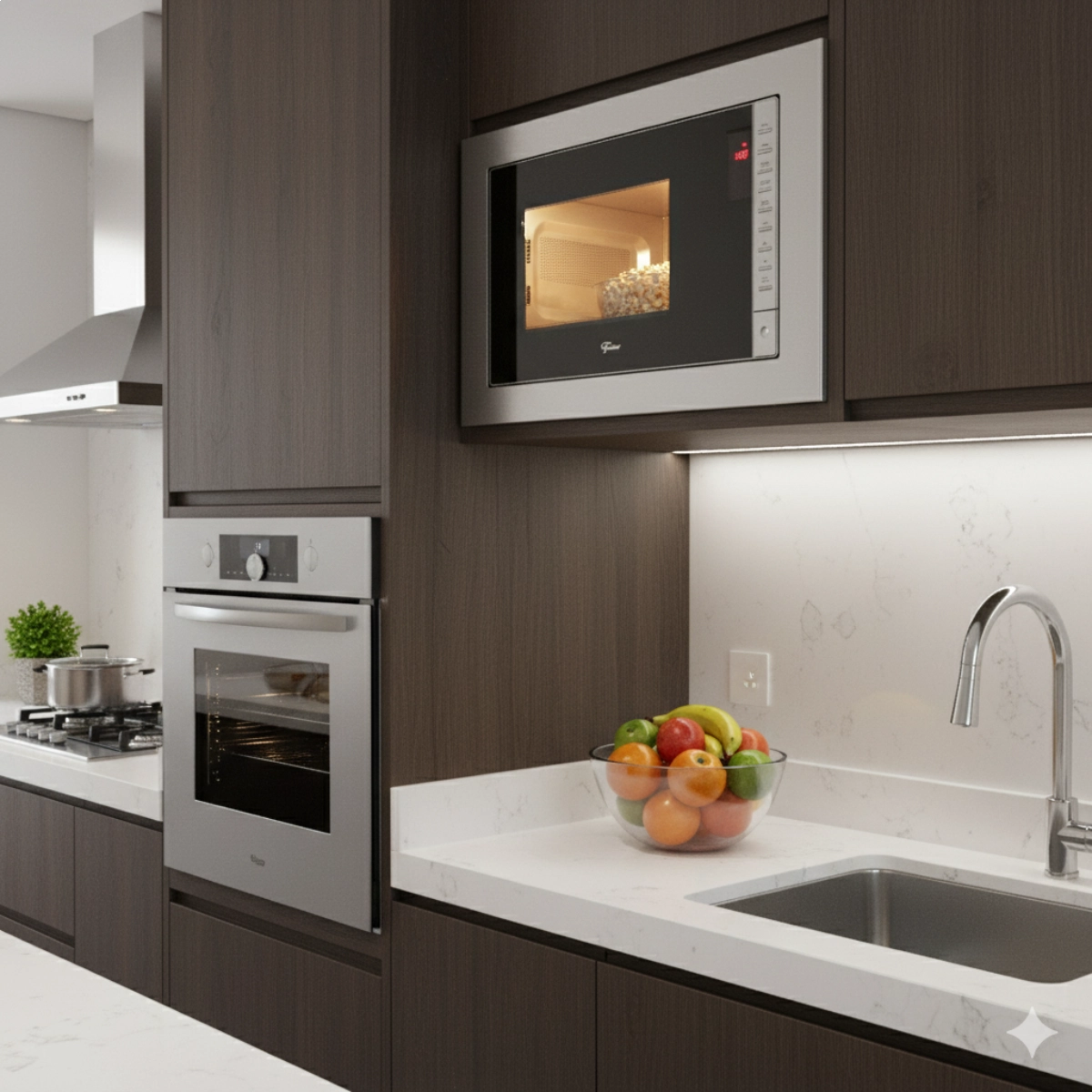 MICRO-ONDAS DE EMBUTIR FISCHER FIT LINE 25L INOX COM FUNÇÃO DESCONGELAR