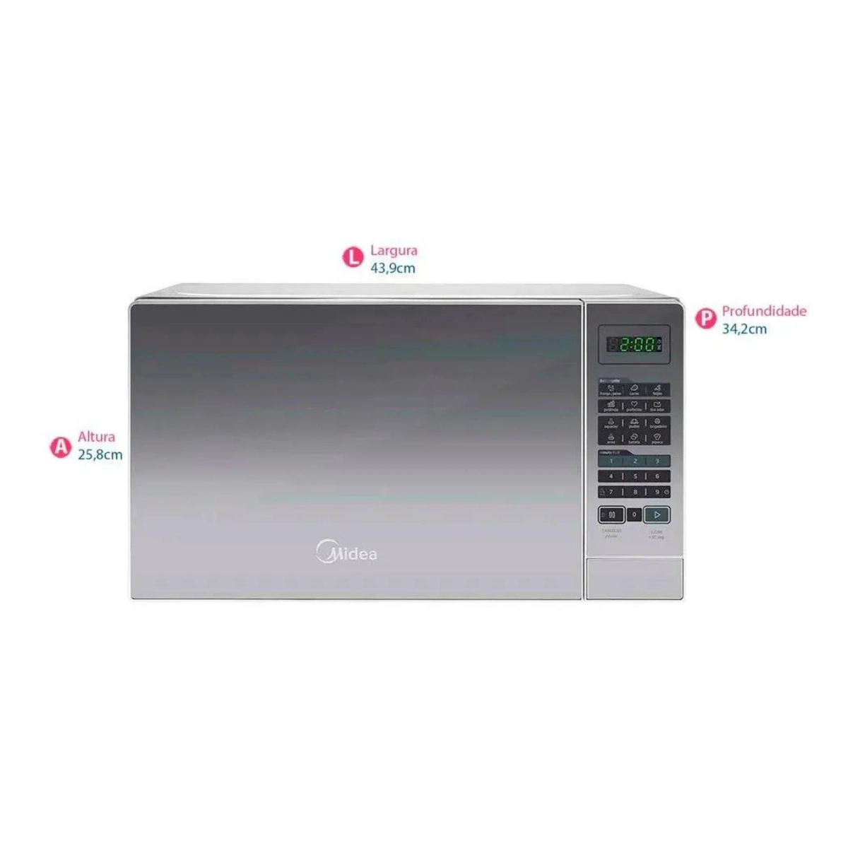 MICRO ONDAS ESPELHADA MRAM22 220V 700W 20 LITROS MIDEA