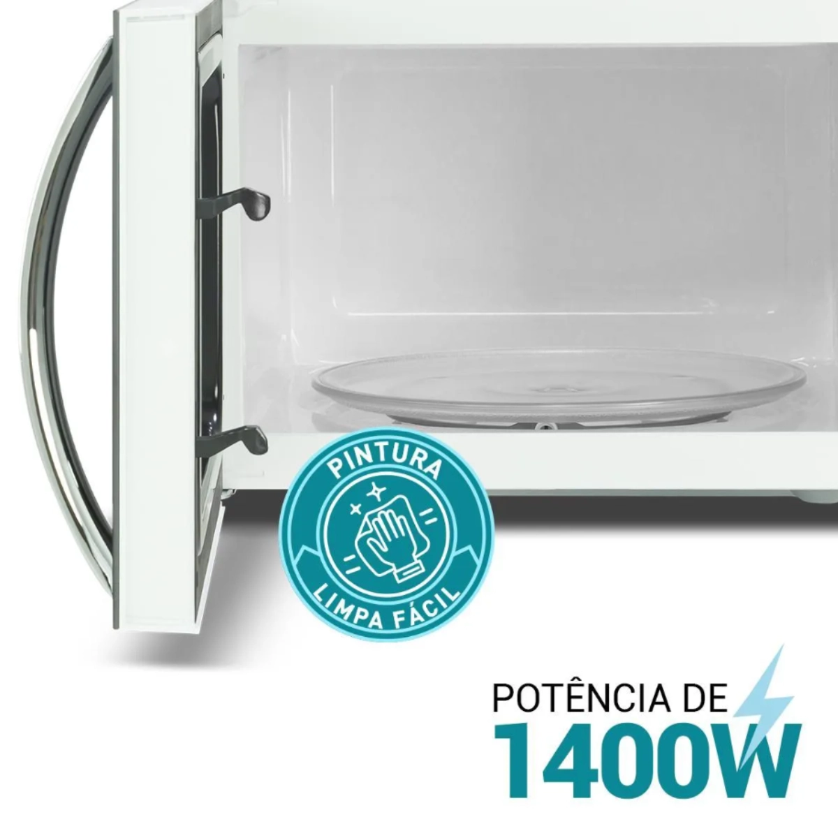 Micro-ondas Philco 33L Branco e Espelhado 1400W Potência e Praticidade em Sua Cozinha