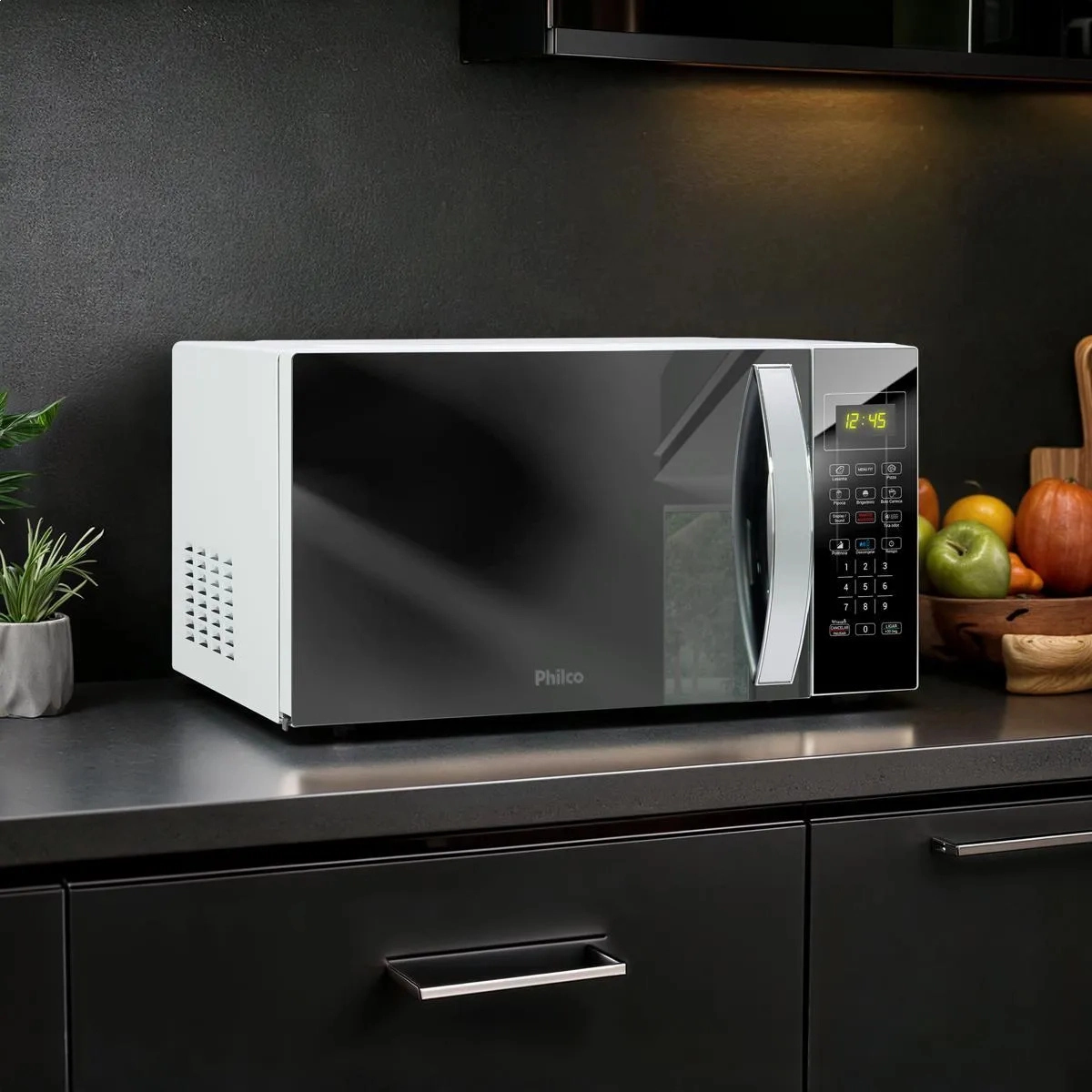 MICRO ONDAS PHILCO PMO30E 28L BRANCO COM PORTA ESPELHADA 1100W