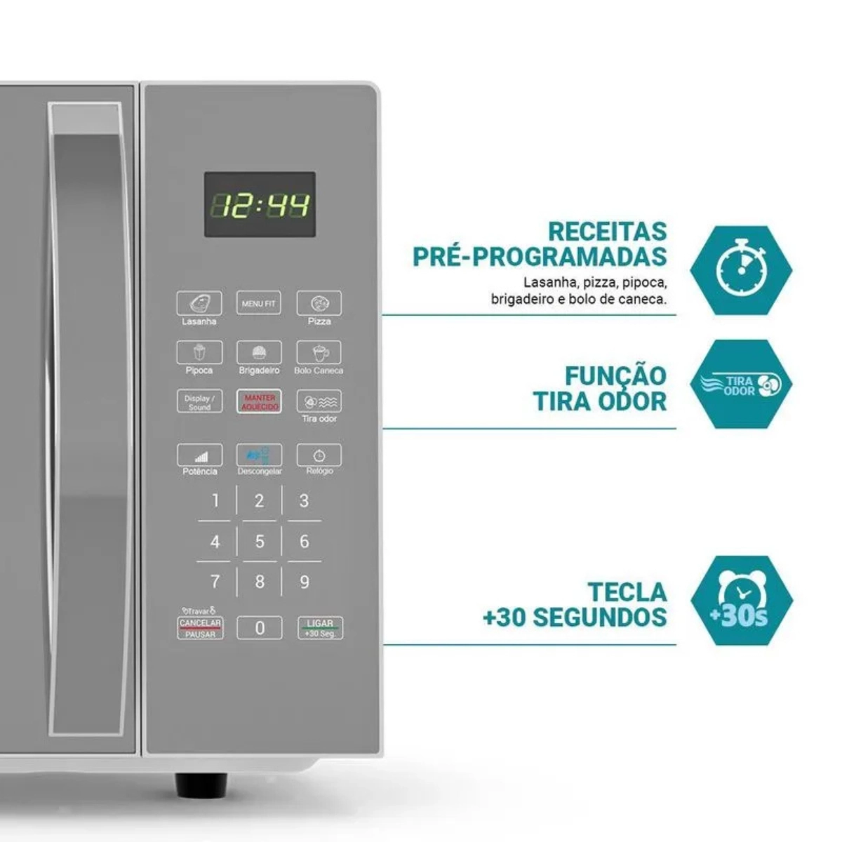 MICRO ONDAS PHILCO PMO30E 28L BRANCO COM PORTA ESPELHADA 1100W