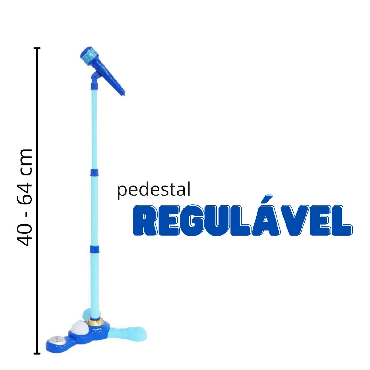 MICROFONE INFANTIL COM PEDESTAL LUZ MUSICAL BW139AZ AZUL KIDS