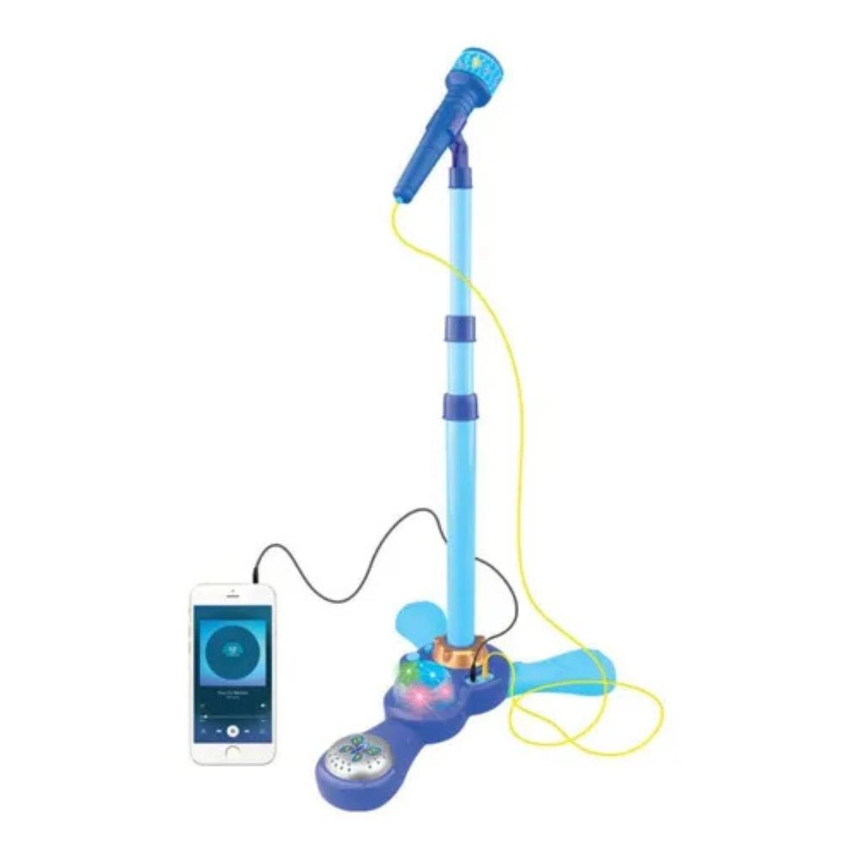 MICROFONE INFANTIL COM PEDESTAL LUZ MUSICAL BW139AZ AZUL KIDS