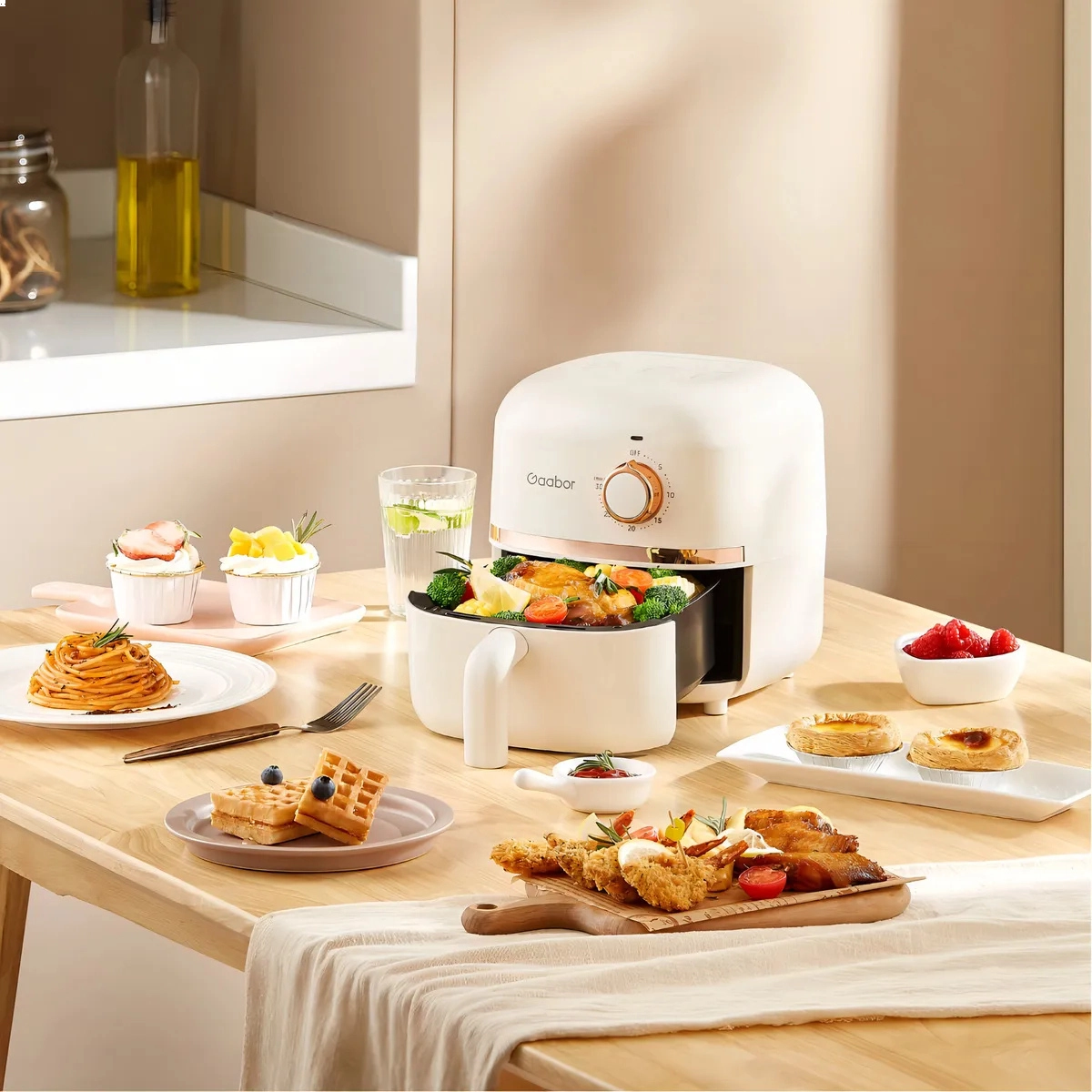 MINI AIR FRYER GAABOR FRITADEIRA ELÉTRICA SEM ÓLEO 1,4L 900W OFF WHITE