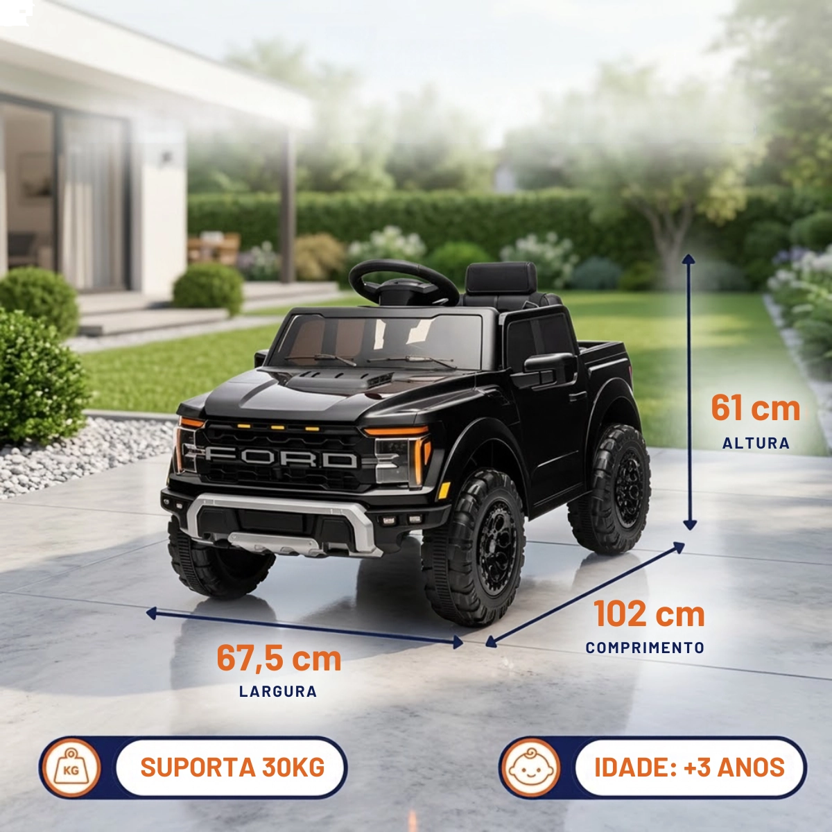 MINI CAMINHONETE ELETRICA FORD F-150 RAPTOR PRETA 12V IMPORTWAY MINI CAMINHONETE ELETRICA FORD F-150 RAPTOR PRETA 12V IMPORTWAY