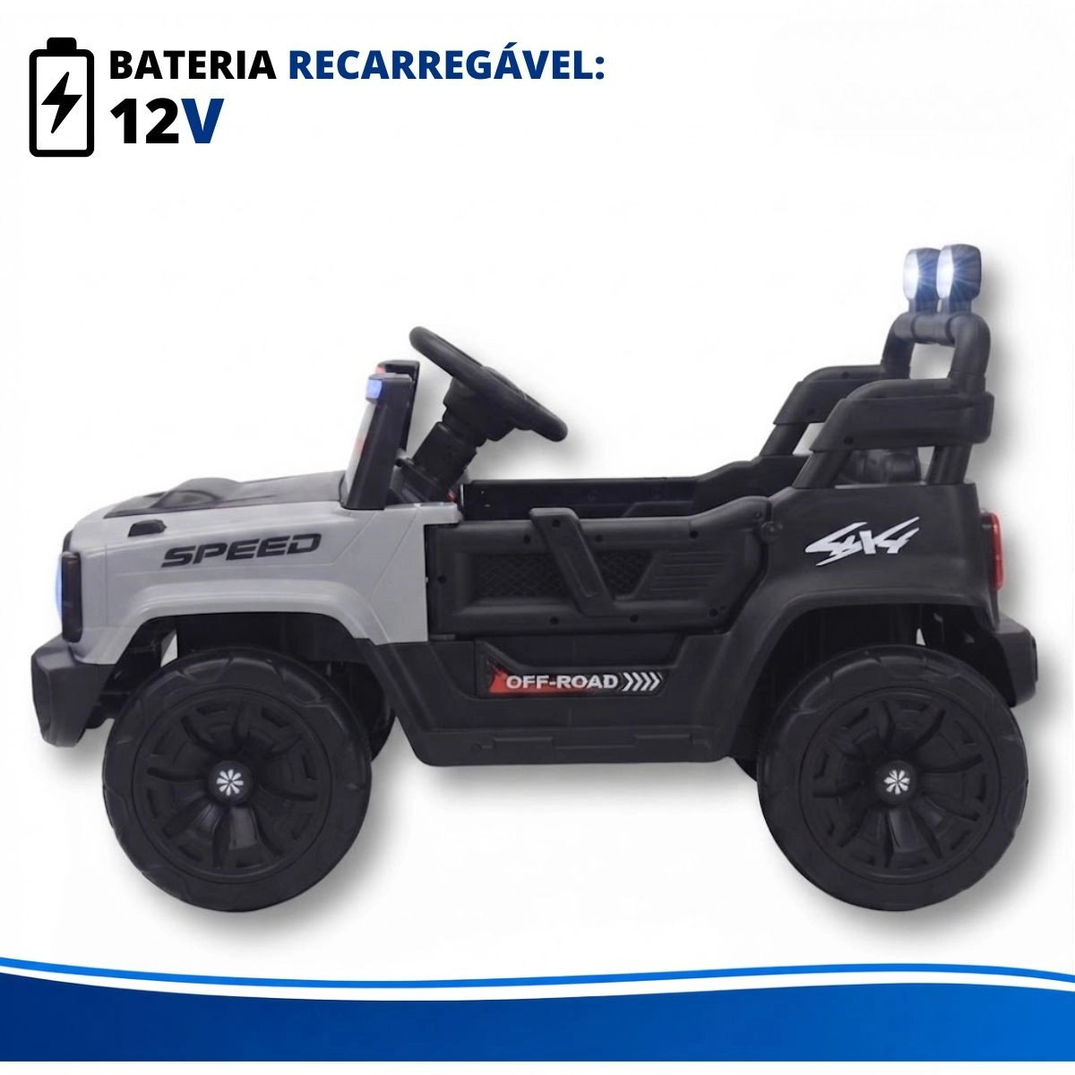 MINI CARRO ELÉTRICO INFANTIL 12V UTV CINZA IMPORTWAY