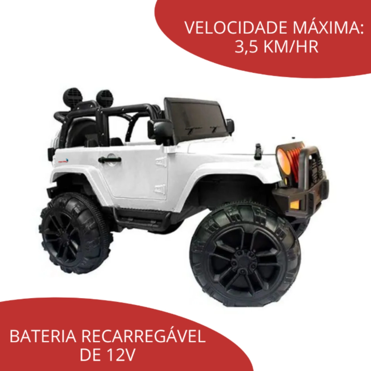 Mini Carro Elétrico Infantil Jipe Branco com Controle Remoto Diversão e Segurança Sobre Rodas