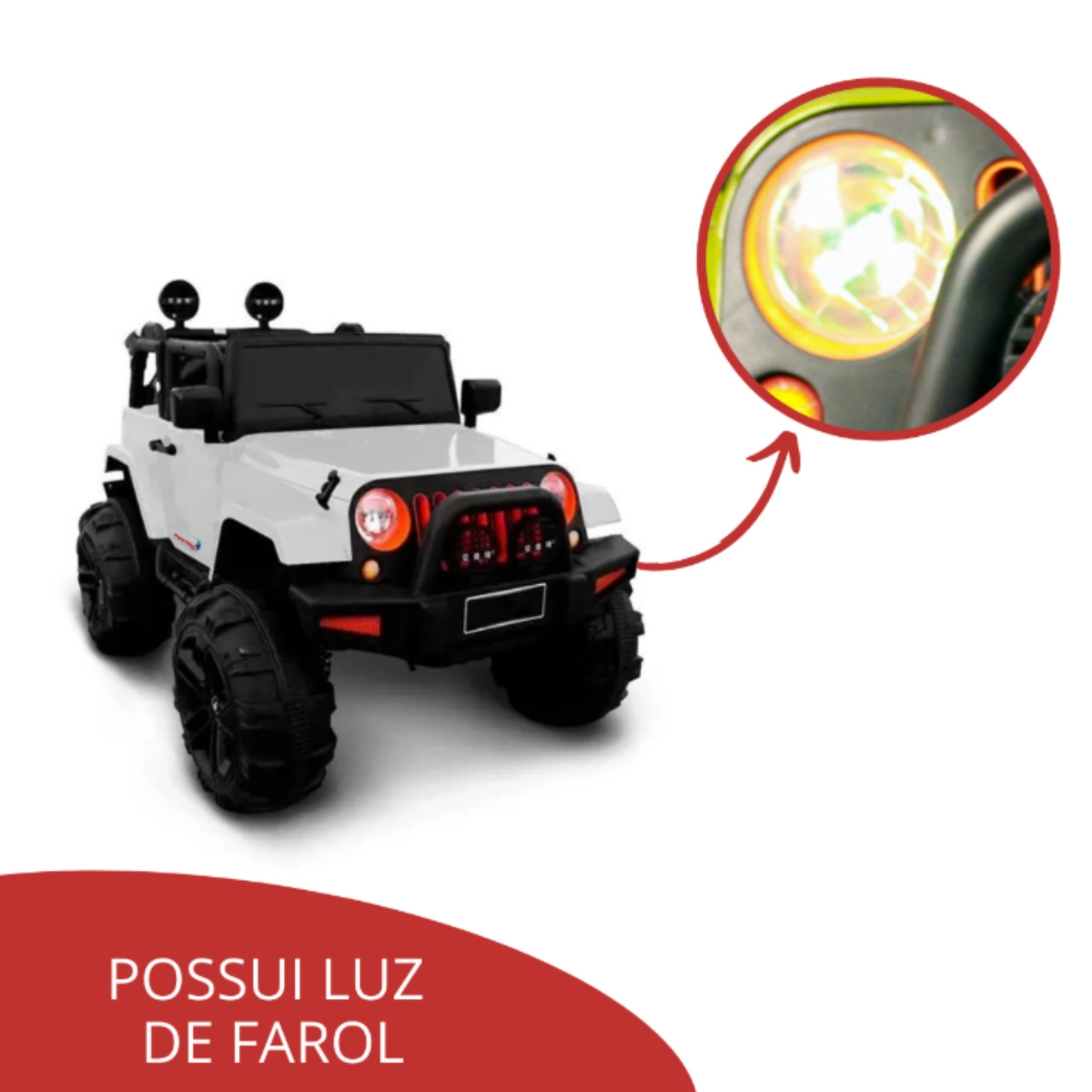 Mini Carro Elétrico Infantil Jipe Branco com Controle Remoto Diversão e Segurança Sobre Rodas