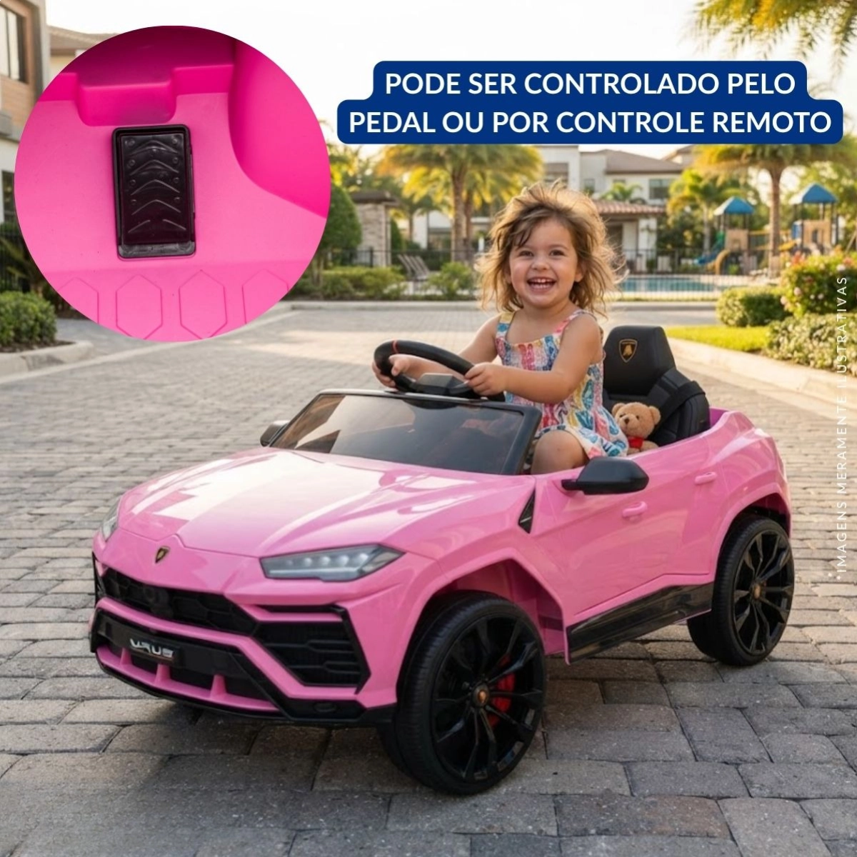 MINI CARRO ELÉTRICO INFANTIL LAMBORGHINI URUS ROSA 12V COM CONTROLE