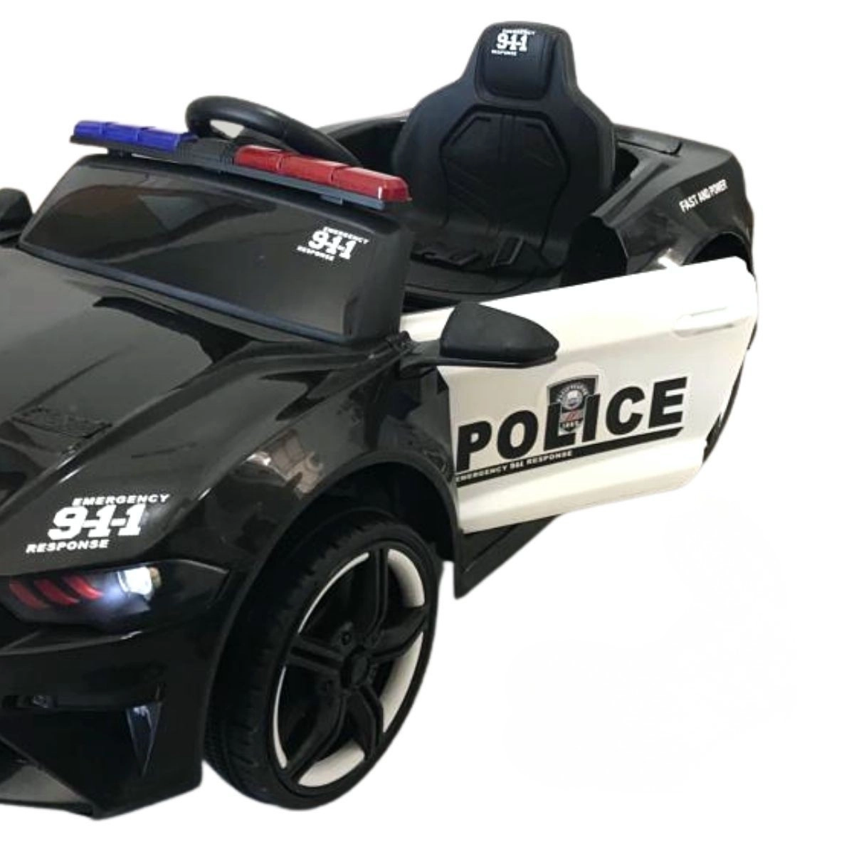 MINI CARRO ELÉTRICO INFANTIL POLÍCIA 12V PRETO