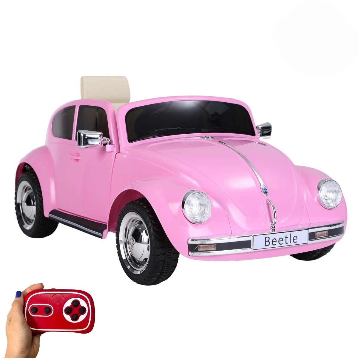 MINI CARRO ELÉTRICO INFANTIL VOLKSWAGEN FUSCA BEETLE DUNE 6V ROSA