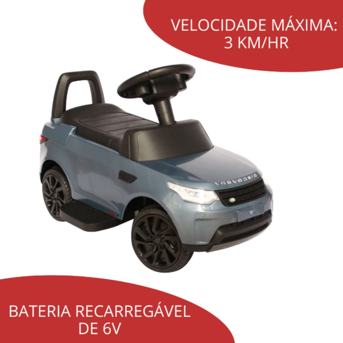 Mini Carro Elétrico Prata Importway Land Rover Empurrador