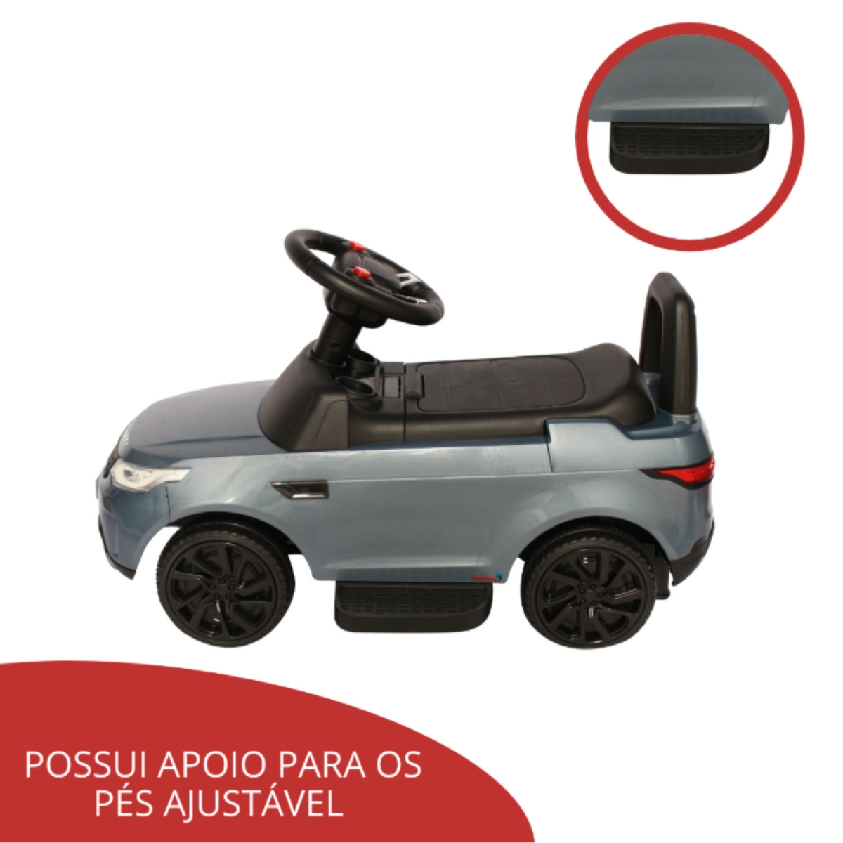 Mini Carro Elétrico Prata Importway Land Rover Empurrador