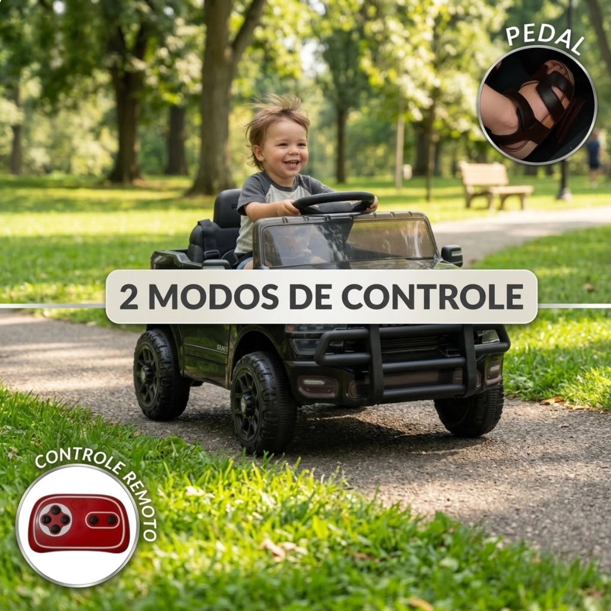 MINI CARRO ELETRICO DODGE RAM 3500 RHO INFANTIL 6V PRETO IMPORTWAY