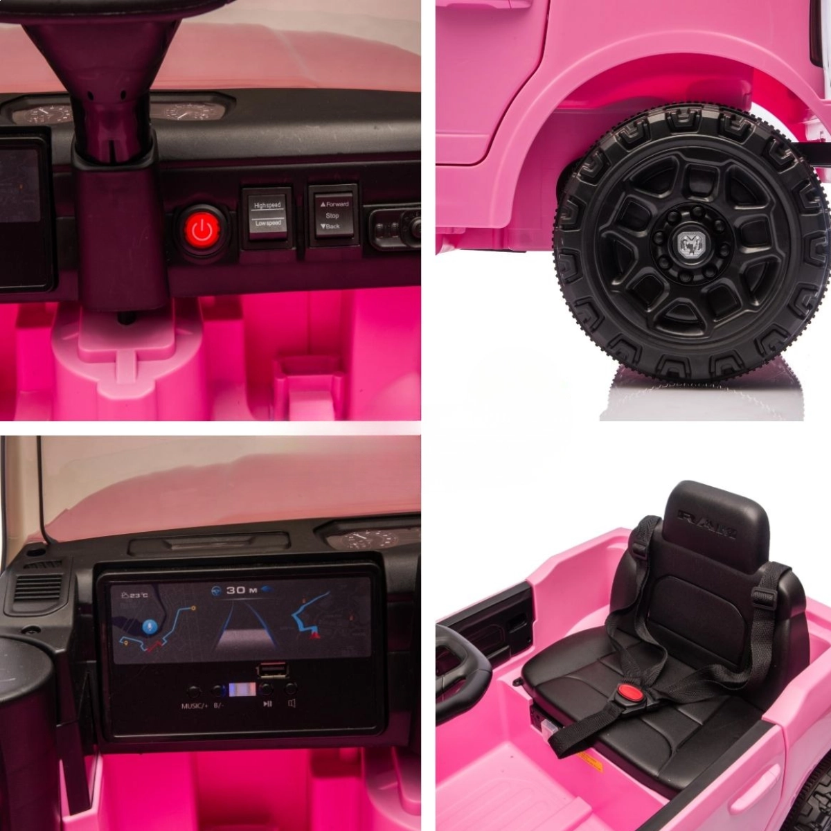 MINI CARRO ELETRICO DODGE RAM 3500 RHO INFANTIL 6V ROSA IMPORTWAY
