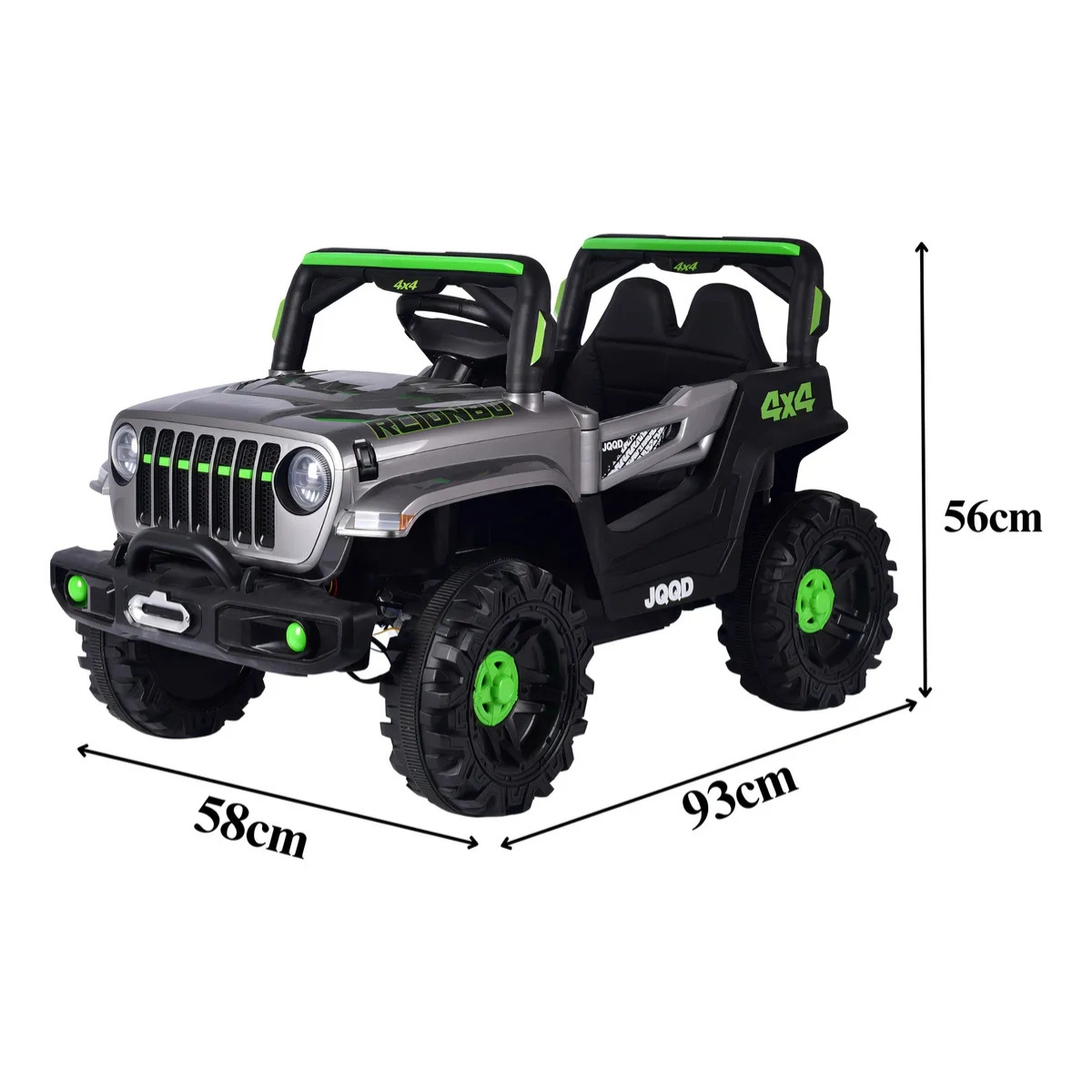 MINI CARRO ELETRICO INFANTIL JIPE CINZA E VERDE 12V OFF ROAD ZIPPY TOYS