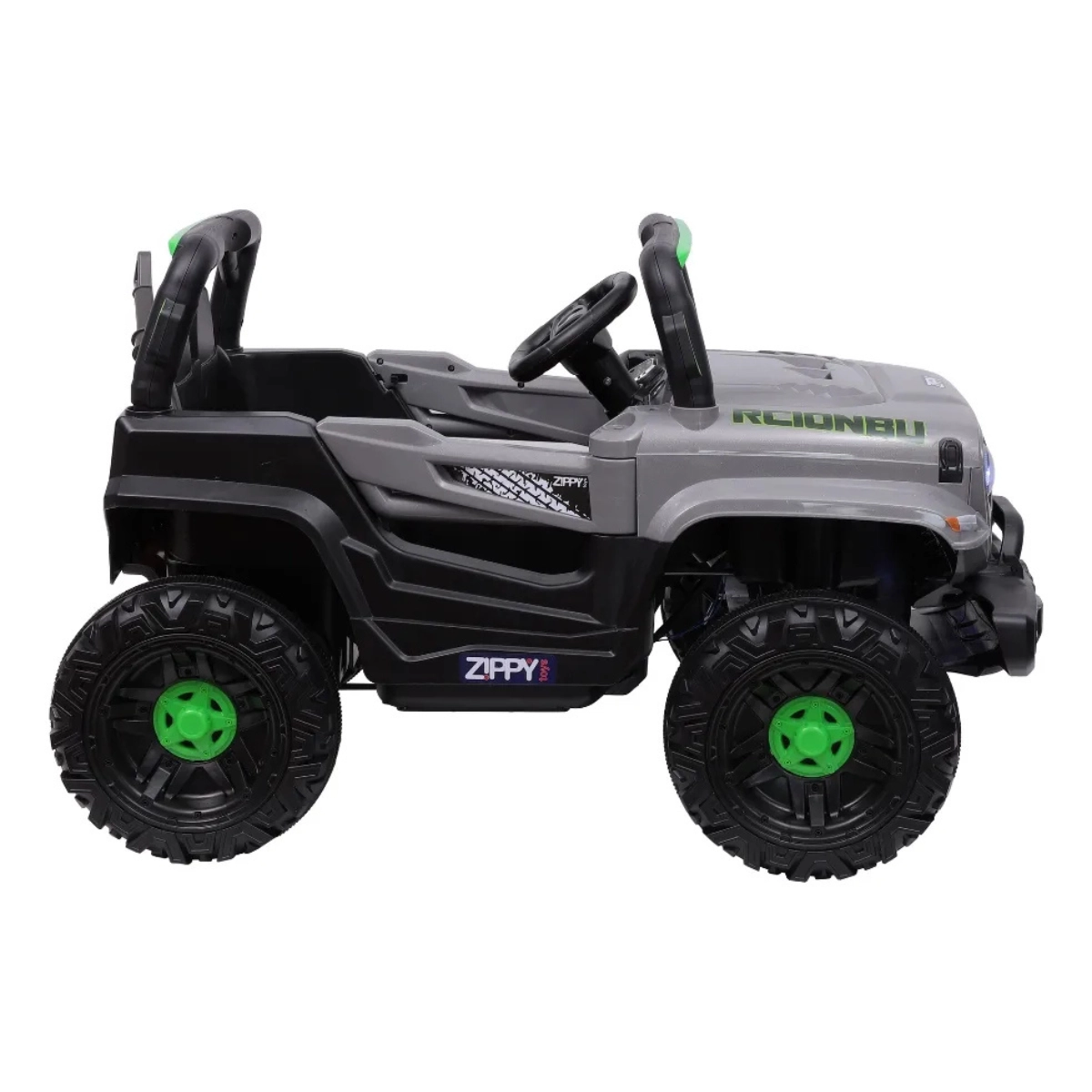 MINI CARRO ELETRICO INFANTIL JIPE CINZA E VERDE 12V OFF ROAD ZIPPY TOYS
