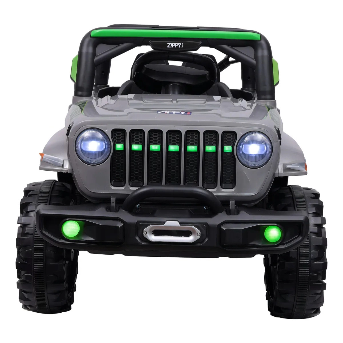 MINI CARRO ELETRICO INFANTIL JIPE CINZA E VERDE 12V OFF ROAD ZIPPY TOYS