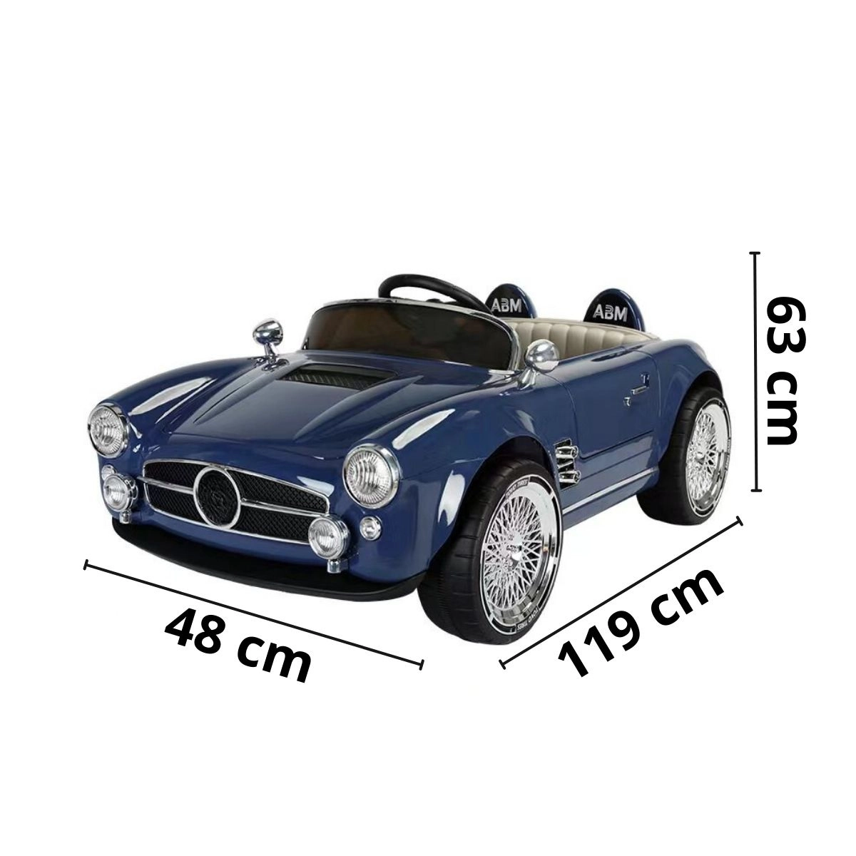 MINI CARRO ELETRICO INFANTIL RETRO 12V AZUL - IMPORTWAY