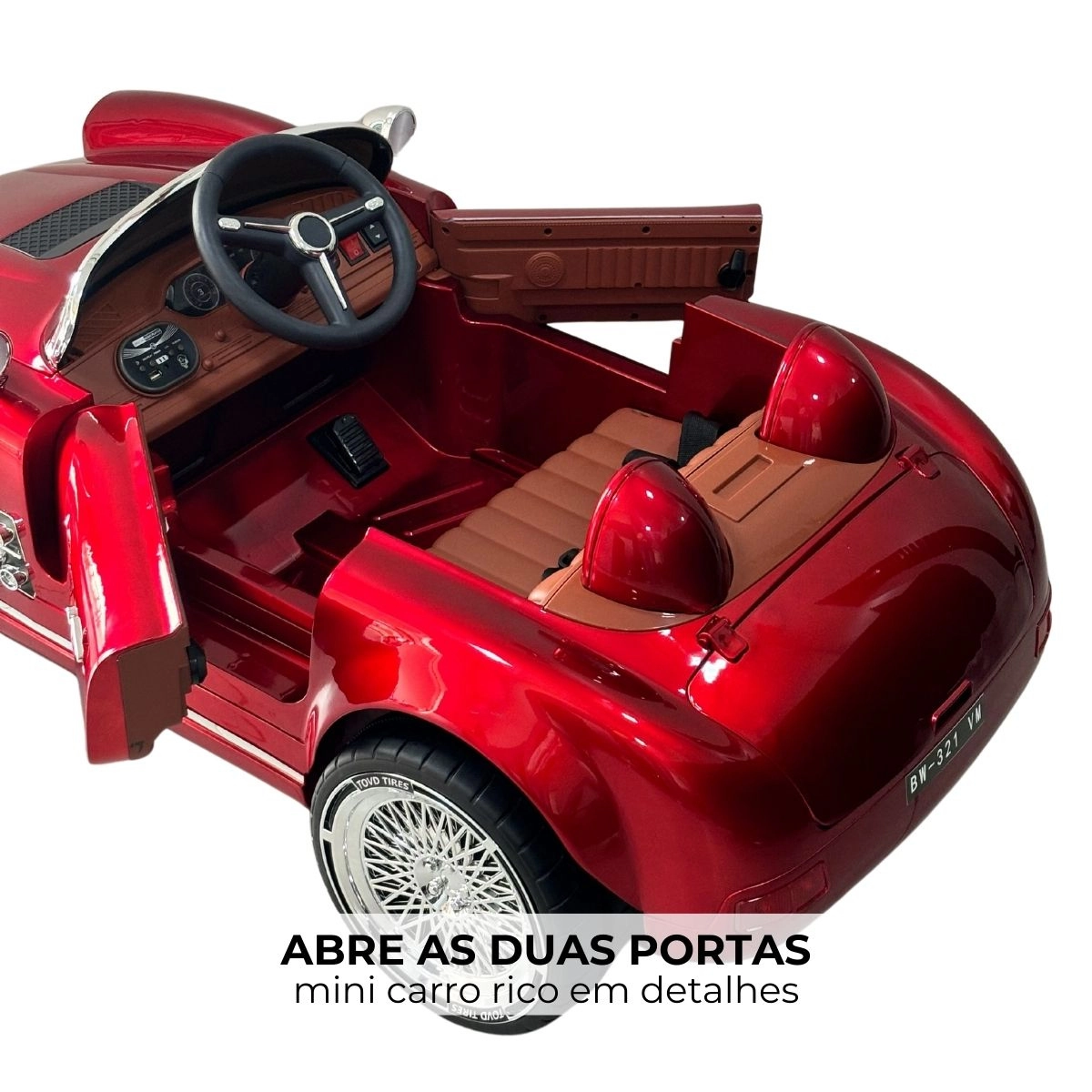 MINI CARRO ELETRICO INFANTIL RETRO 12V VERMELHO - IMPORTWAY