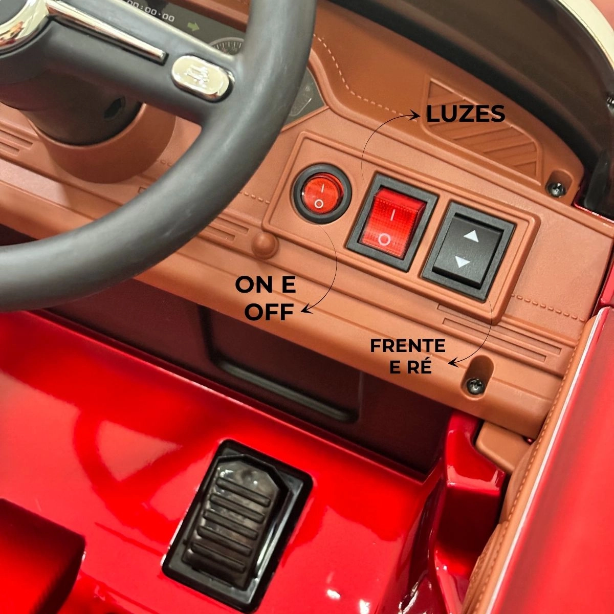 MINI CARRO ELETRICO INFANTIL RETRO 12V VERMELHO - IMPORTWAY