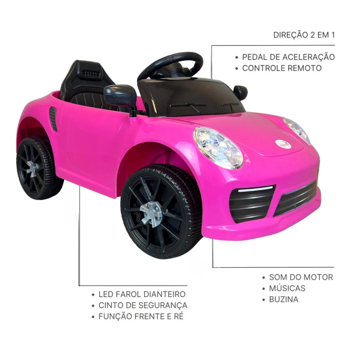 MINI CARRO ELETRICO INFANTIL ROSA IMPORTWAY BW394RS 6V 