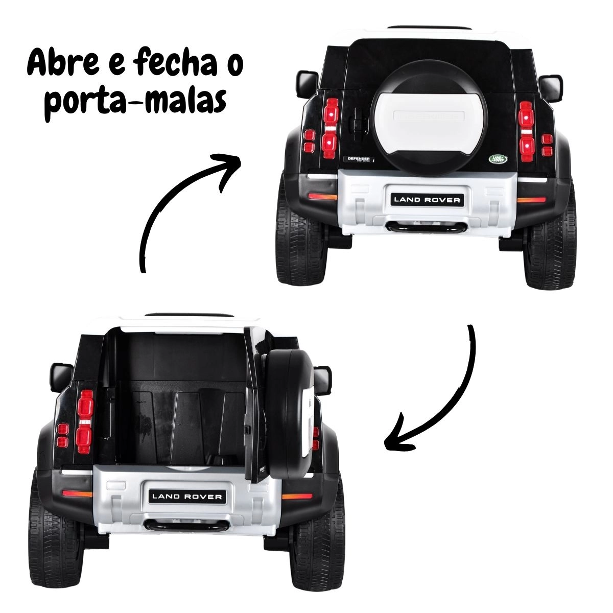 MINI CARRO ELETRICO LAND ROVER DEFENDER INFANTIL 12V PRETO