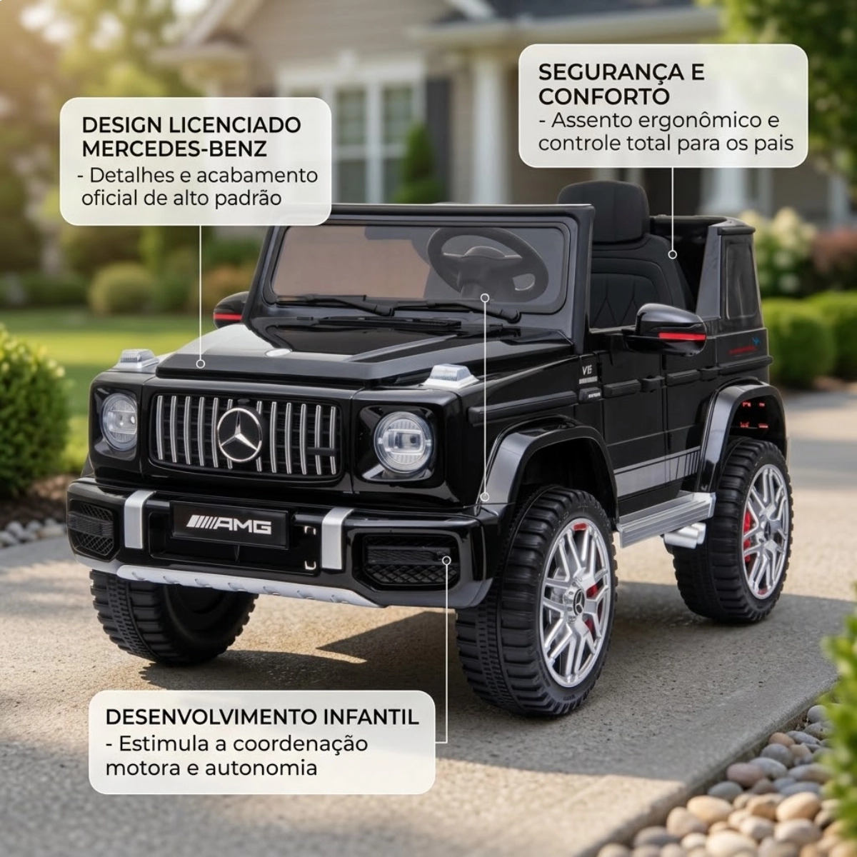 MINI CARRO ELETRICO MERCEDES BENZ AMG G63 12V PRETO IMPORTWAY