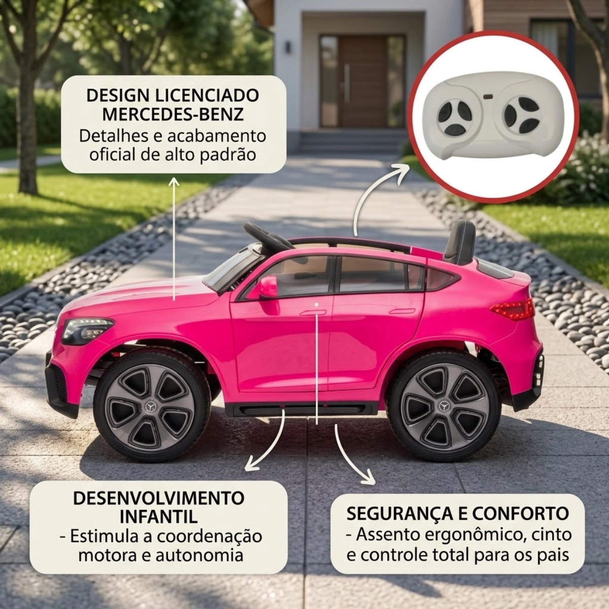 MINI CARRO ELETRICO MERCEDES BENZ GLC COUPE CONCEPT 12V ROSA IMPORTWAY