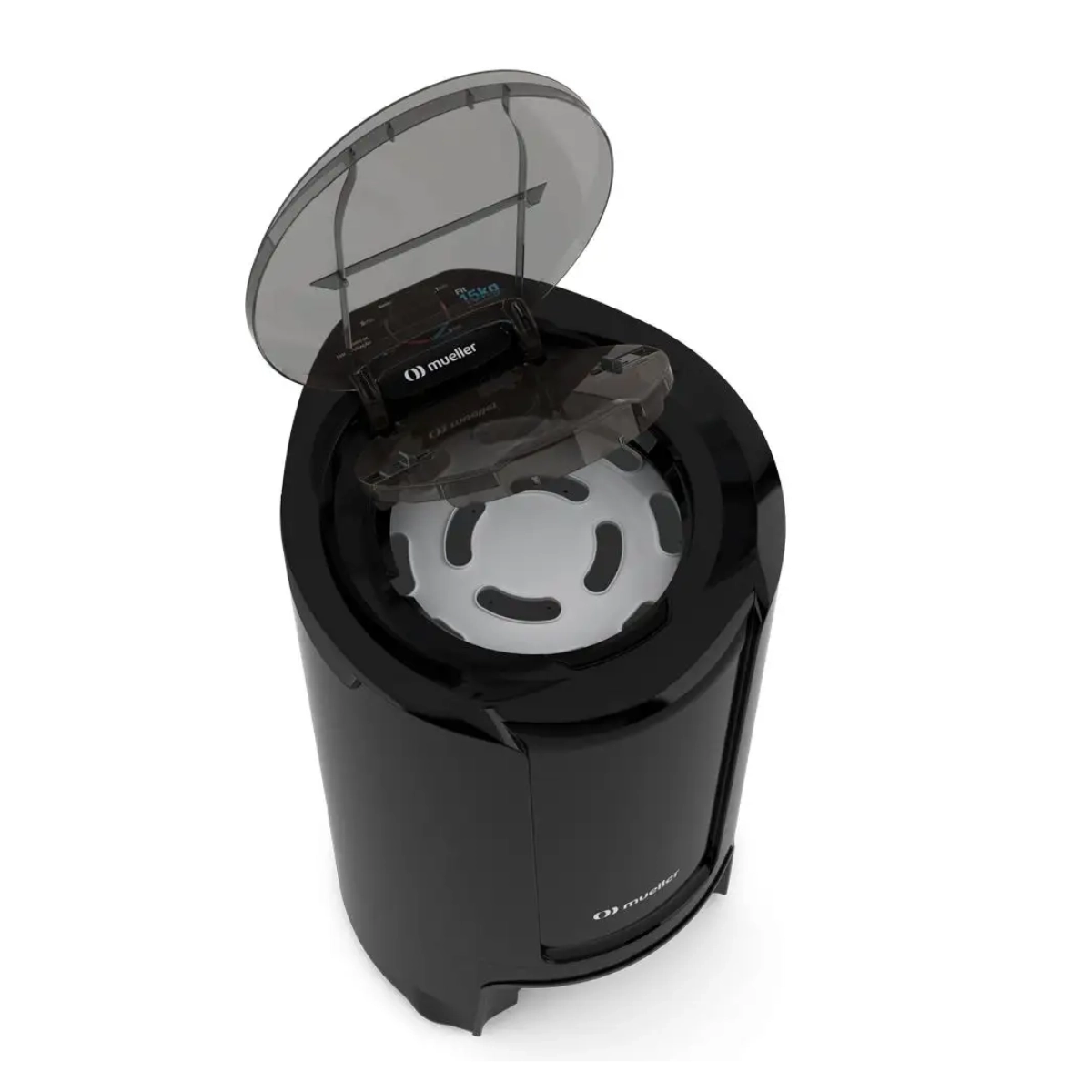 MINI CENTRIFUGA DE ROUPAS MUELLER FIT 15KG DUPLA TAMPA 127V PRETA