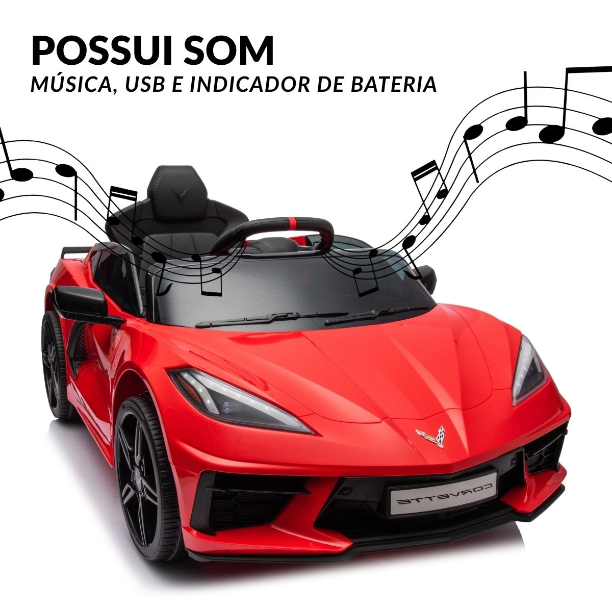 MINI CORVETTE STINGRAY C8 12V VERMELHO INFANTIL COM CONTROLE IMPORTWAY