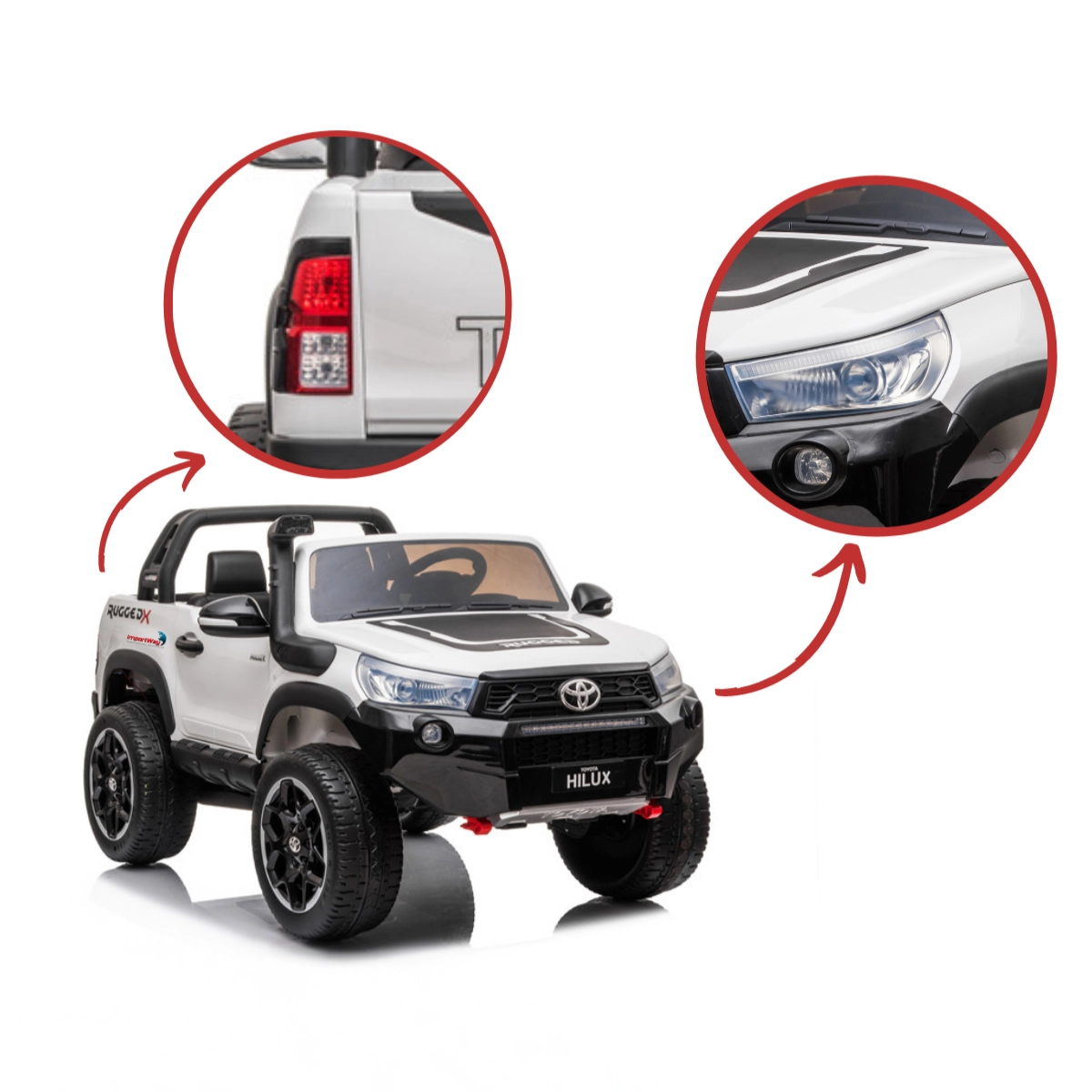 MINI HILUX ELÉTRICA TOYOTA 2 ASSENTOS 12V IMPORTWAY BRANCO