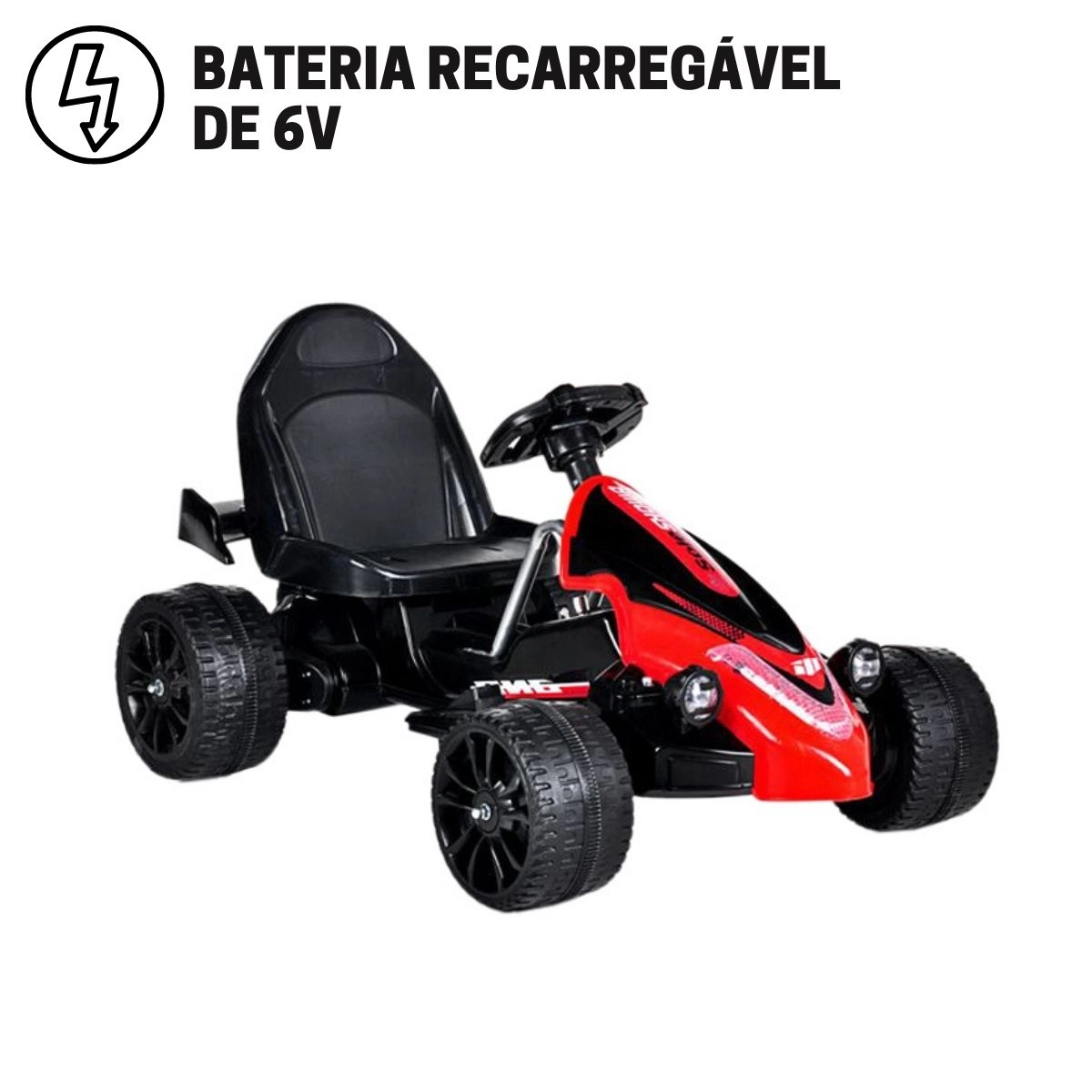 MINI KART ELETRICO INFANTIL 6V PRETO IMPORTWAY