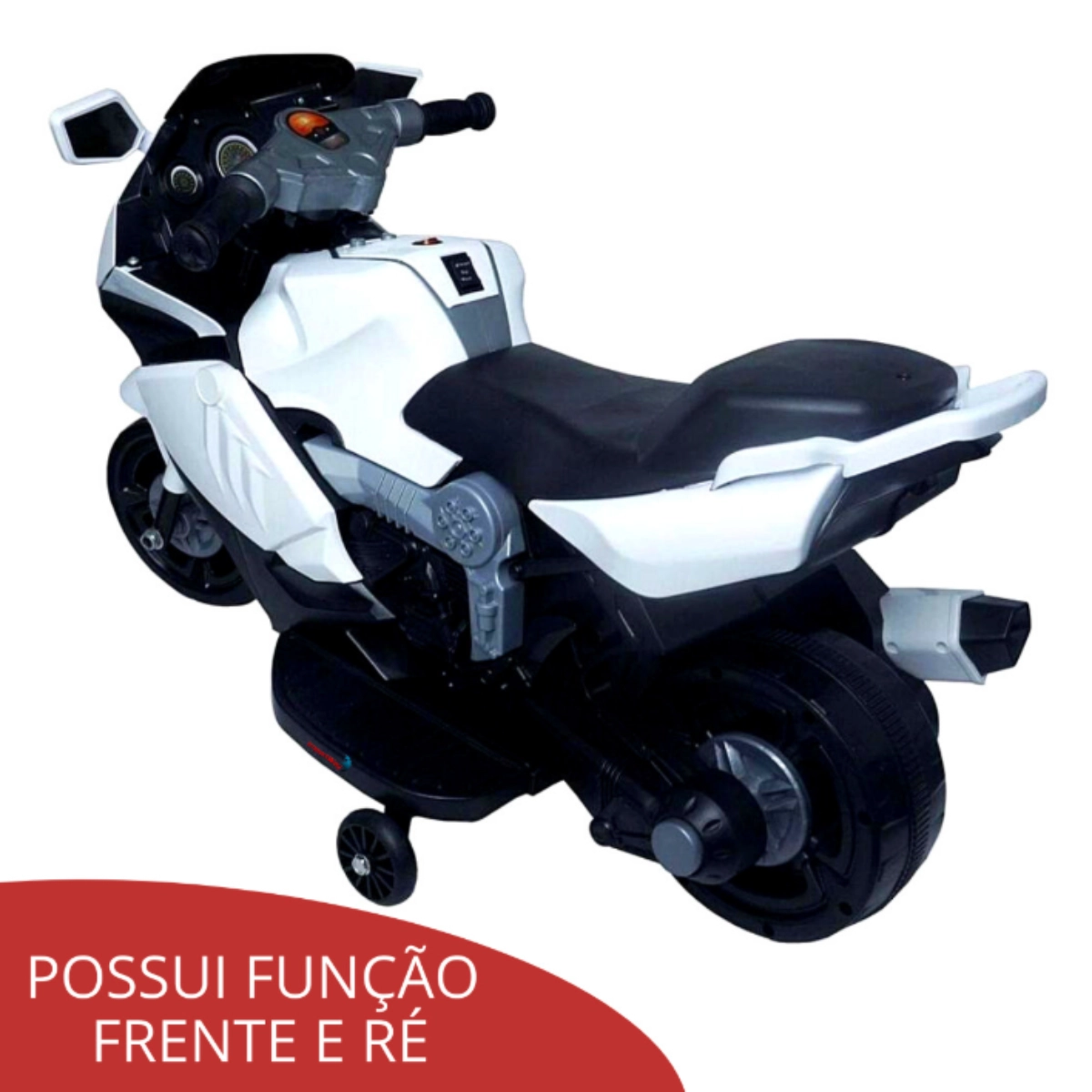 Mini Moto Elétrica Infantil 6v Branca Importway com Luzes e Som