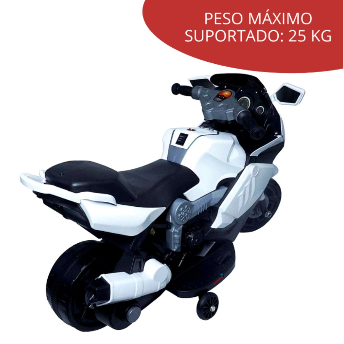 Mini Moto Elétrica Infantil 6v Branca Importway com Luzes e Som