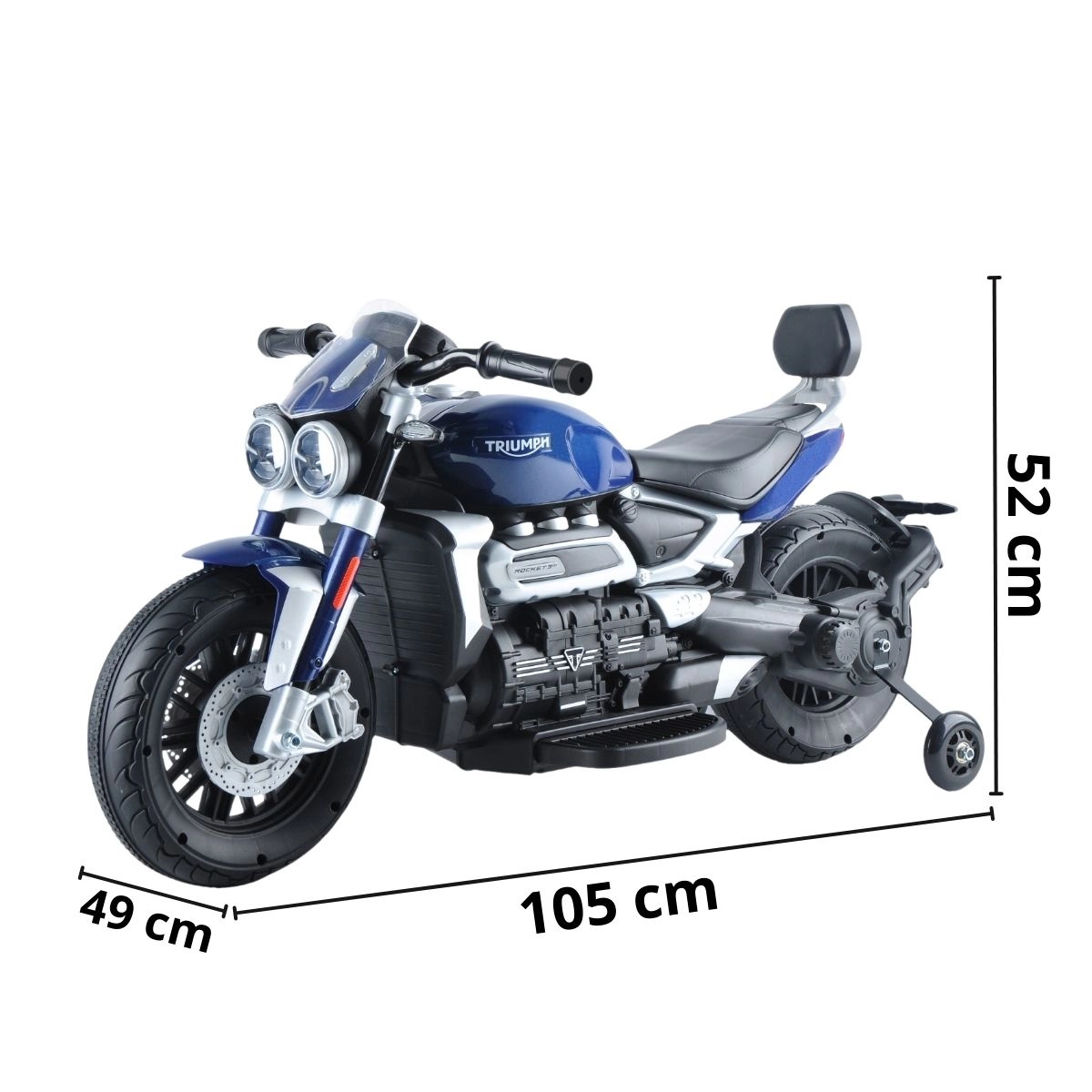 MINI MOTO ELETRICA 6V TRIUMPH ROCKET 3GT AZUL - IMPORTWAY