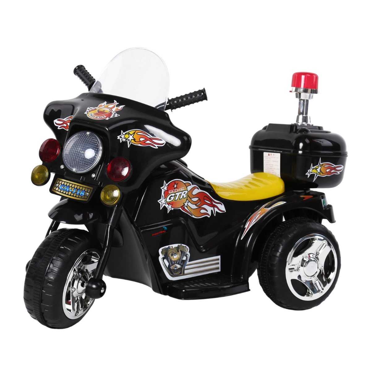 MINI MOTO POLICIA ELÉTRICA INFANTIL PRETA - IMPORTWAY