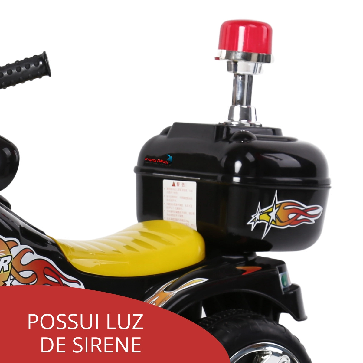 MINI MOTO POLICIA ELÉTRICA INFANTIL PRETA - IMPORTWAY