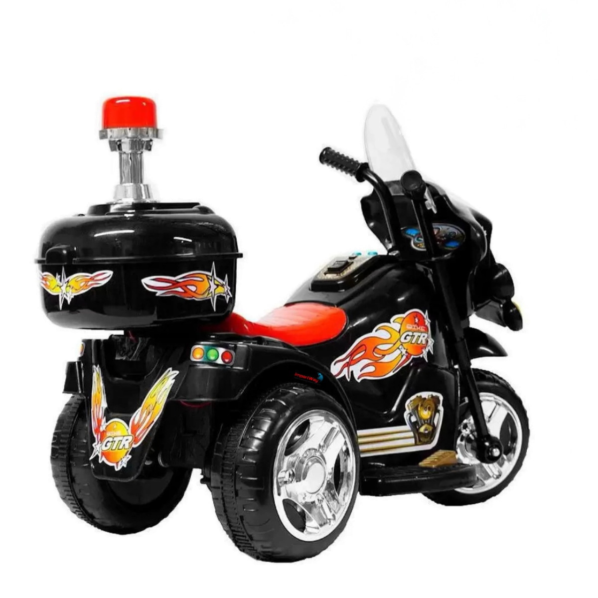 MINI MOTO POLICIA ELÉTRICA INFANTIL PRETA - IMPORTWAY