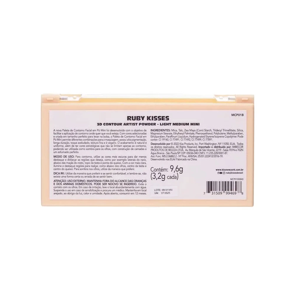 MINI PALETA DE CONTORNO LIGHT MEDIUM RUBY KISSES MCP01B